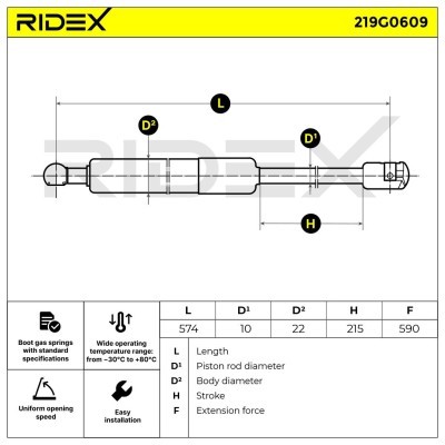 Amortyzator Pokrywy Bagażnika RIDEX 219G0609 219G0609 - foto 7