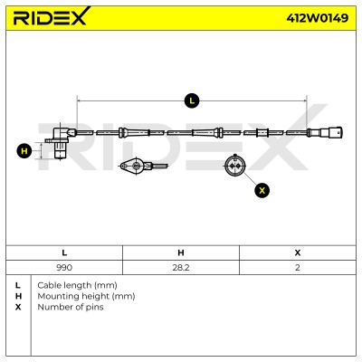 Czujnik ABS RIDEX 412W0149 412W0149 - foto 6