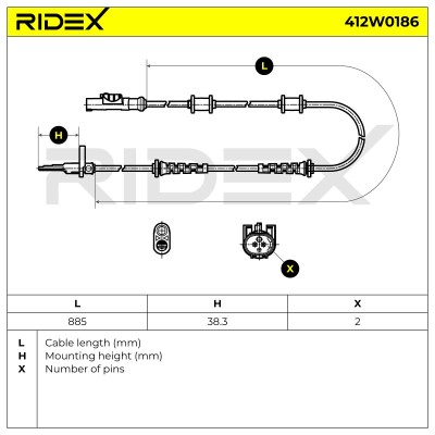 Czujnik ABS RIDEX 412W0186 412W0186 - foto 7