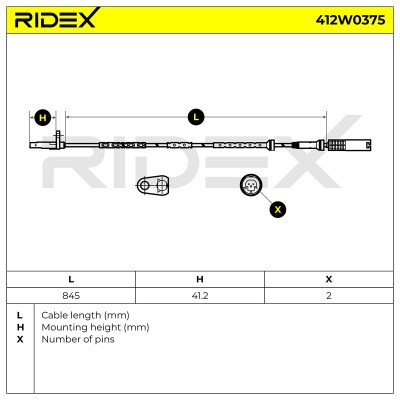 Czujnik ABS RIDEX 412W0375 412W0375 - foto 5