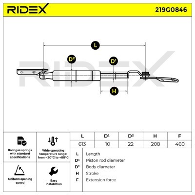 Amortyzator Pokrywy Bagażnika RIDEX 219G0846 219G0846 - foto 6