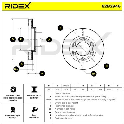 Tarcza hamulcowa RIDEX 82B2946 82B2946 - foto 5