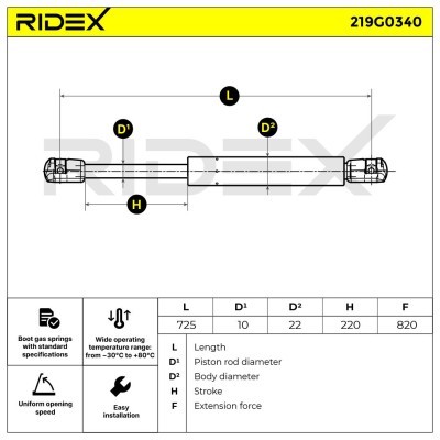 Amortyzator Pokrywy Bagażnika RIDEX 219G0340 219G0340 - foto 7