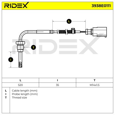 Czujnik temperatury spalin RIDEX 3938E0111 3938E0111 - foto 5