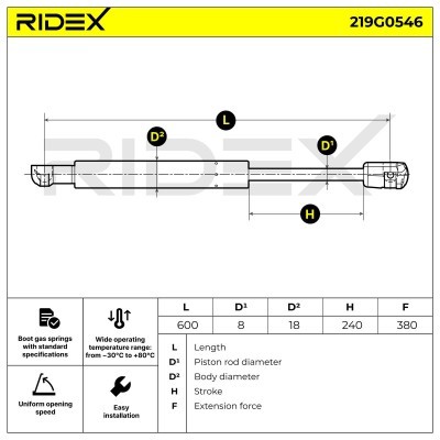 Amortyzator Pokrywy Bagażnika RIDEX 219G0546 219G0546 - foto 6