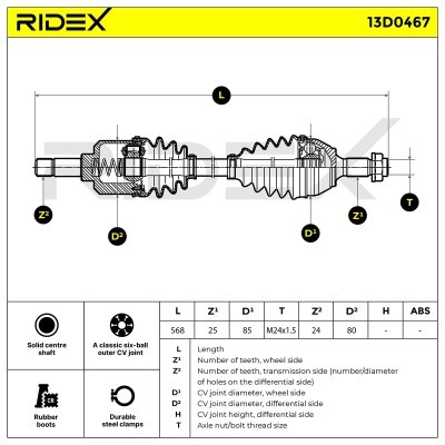 Półoś Napędowa RIDEX 13D0467 13D0467 - foto 6