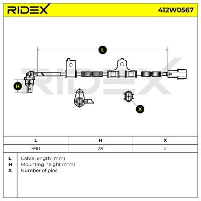 Czujnik ABS RIDEX 412W0567 412W0567 - foto 7