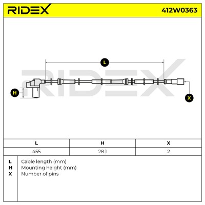 Czujnik ABS RIDEX 412W0363 412W0363 - foto 6
