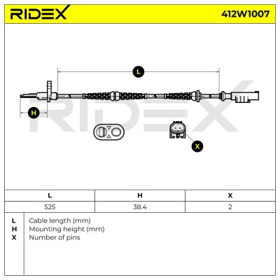 Czujnik ABS RIDEX 412W1007 412W1007 - foto 6