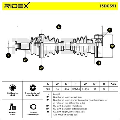 Półoś Napędowa RIDEX 13D0591 13D0591 - foto 7