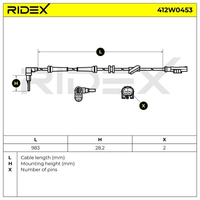 Czujnik ABS RIDEX 412W0453 412W0453 - foto 6