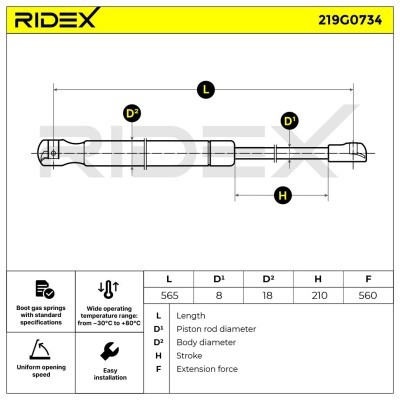 Amortyzator Pokrywy Bagażnika RIDEX 219G0734 219G0734 - foto 11