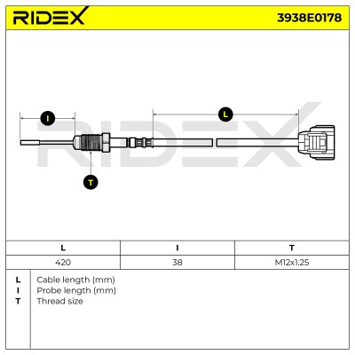 Czujnik temperatury spalin RIDEX 3938E0178 3938E0178 - foto 6