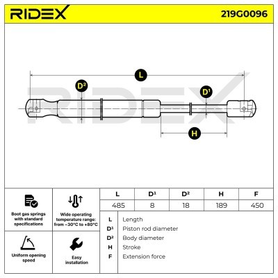 Amortyzator Pokrywy Bagażnika RIDEX 219G0096 219G0096 - foto 7