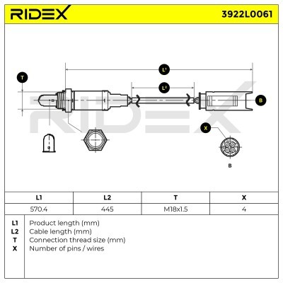 Sonda Lambda RIDEX 3922L0061 3922L0061 - foto 6