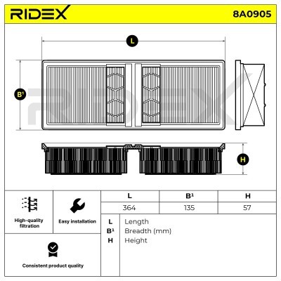 Filtr Powietrza RIDEX 8A0905 8A0905 - foto 6
