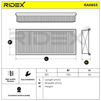 Filtr Powietrza RIDEX 8A0653 8A0653 - foto 6