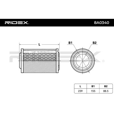 Filtr Powietrza RIDEX 8A0340 8A0340 - foto 6
