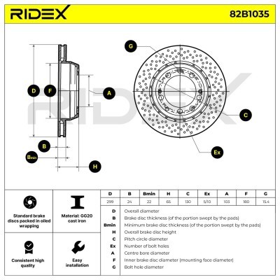 Tarcza hamulcowa RIDEX 82B1035 82B1035 - foto 4