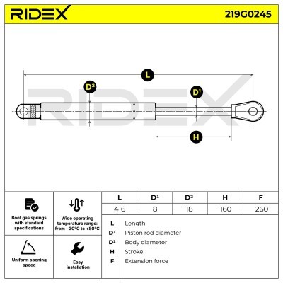 Amortyzator Pokrywy Bagażnika RIDEX 219G0245 219G0245 - foto 7