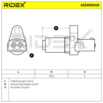 Czujnik ABS RIDEX 412W0049 412W0049 - foto 5