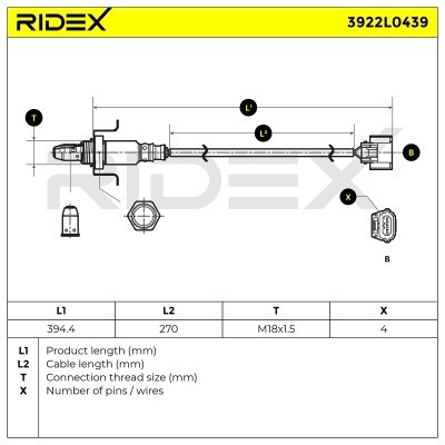 Sonda Lambda RIDEX 3922L0439 3922L0439 - foto 4