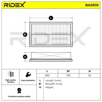Filtr Powietrza RIDEX 8A0510 8A0510 - foto 6