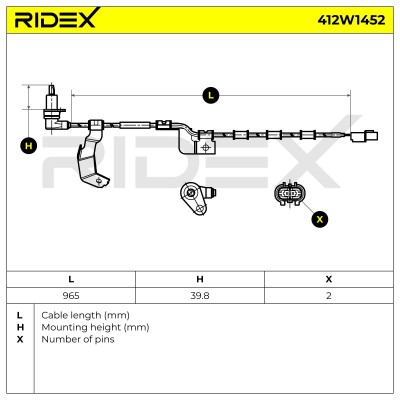 Czujnik ABS RIDEX 412W1452 412W1452 - foto 6