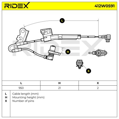 Czujnik ABS RIDEX 412W0591 412W0591 - foto 5