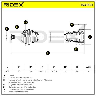 Półoś Napędowa RIDEX 13D1501 13D1501 - foto 8