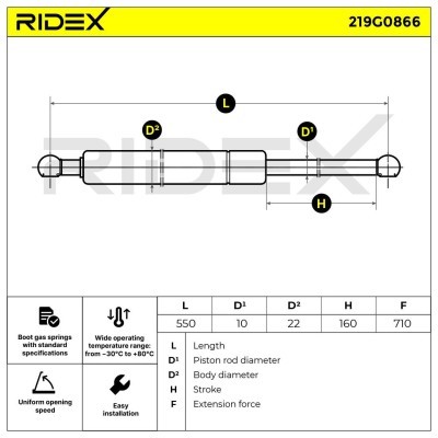 Amortyzator Pokrywy Bagażnika RIDEX 219G0866 219G0866 - foto 6