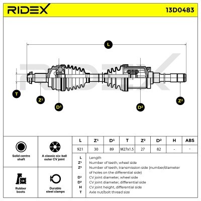 Półoś Napędowa RIDEX 13D0483 13D0483 - foto 6