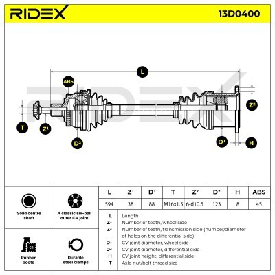 Półoś Napędowa RIDEX 13D0400 13D0400 - foto 5
