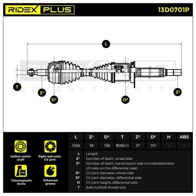 Półoś Napędowa RIDEX 13D0701P 13D0701P - foto 9