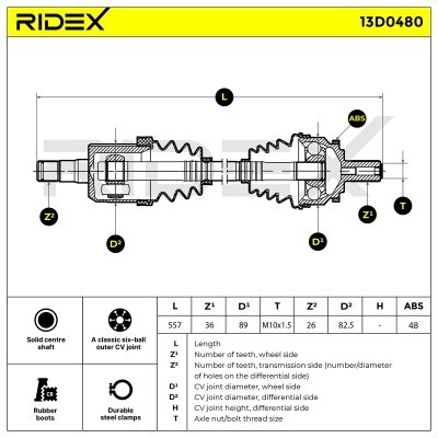 Półoś Napędowa RIDEX 13D0480 13D0480 - foto 7