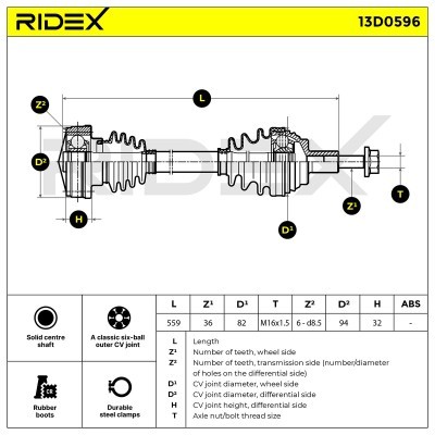 Półoś Napędowa RIDEX 13D0596 13D0596 - foto 6