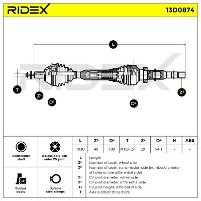 Półoś Napędowa RIDEX 13D0874 13D0874 - foto 7