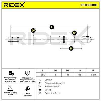 Amortyzator Pokrywy Bagażnika RIDEX 219G0080 219G0080 - foto 4