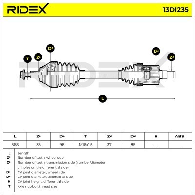Półoś Napędowa RIDEX 13D1235 13D1235 - foto 7