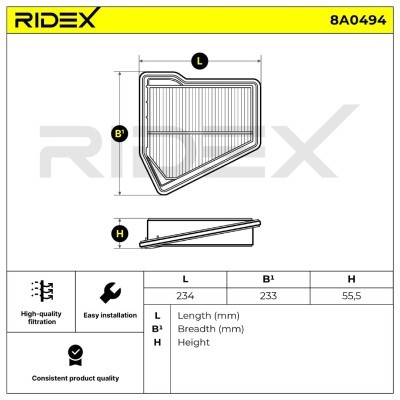 Filtr Powietrza RIDEX 8A0494 8A0494 - foto 6