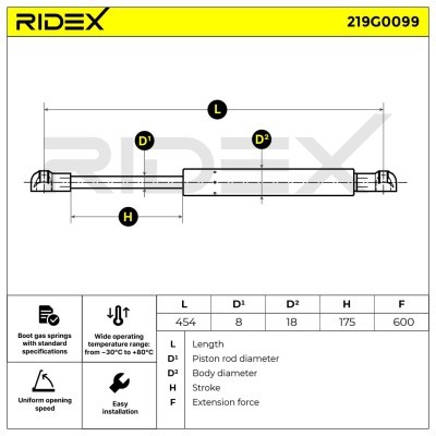 Amortyzator Pokrywy Bagażnika RIDEX 219G0099 219G0099 - foto 7