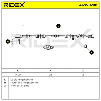 Czujnik ABS RIDEX 412W0208 412W0208 - foto 7