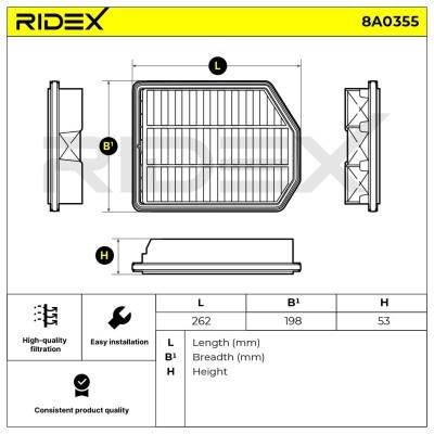 Filtr Powietrza RIDEX 8A0355 8A0355 - foto 4