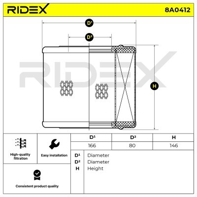 Filtr Powietrza RIDEX 8A0412 8A0412 - foto 5