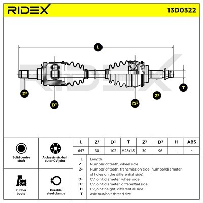 Półoś Napędowa RIDEX 13D0322 13D0322 - foto 7
