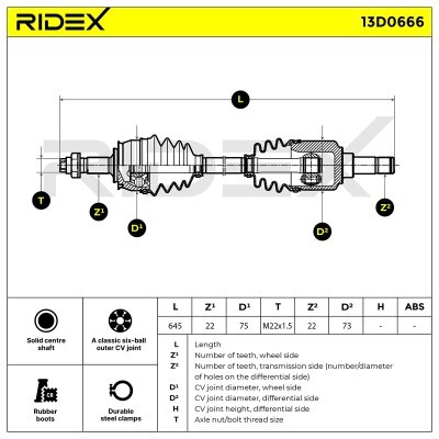 Półoś Napędowa RIDEX 13D0666 13D0666 - foto 6