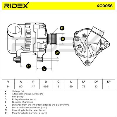 Alternator RIDEX 4G0056 4G0056 - foto 6