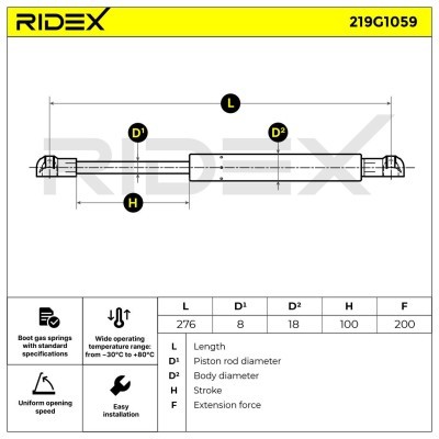 Amortyzator Pokrywy Bagażnika RIDEX 219G1059 219G1059 - foto 6