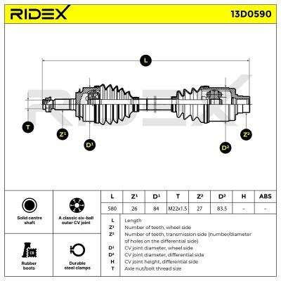 Półoś Napędowa RIDEX 13D0590 13D0590 - foto 7