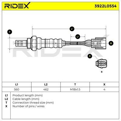 Sonda Lambda RIDEX 3922L0554 3922L0554 - foto 6